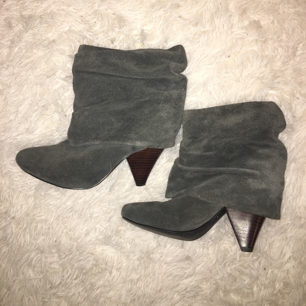 Grey suede Steve Madden Slouch Ankle Boots